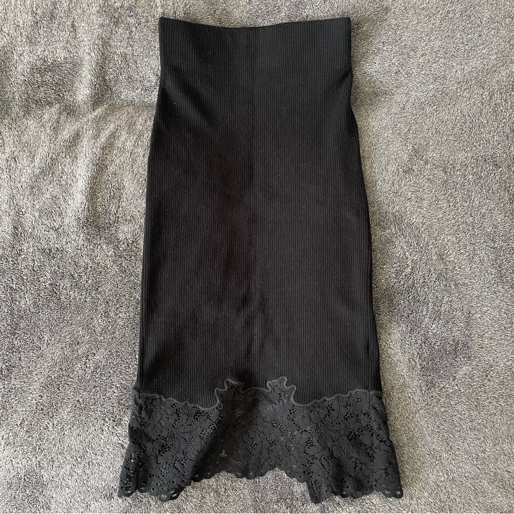 Express Charcoal Ribbed Knit Midi Skirt